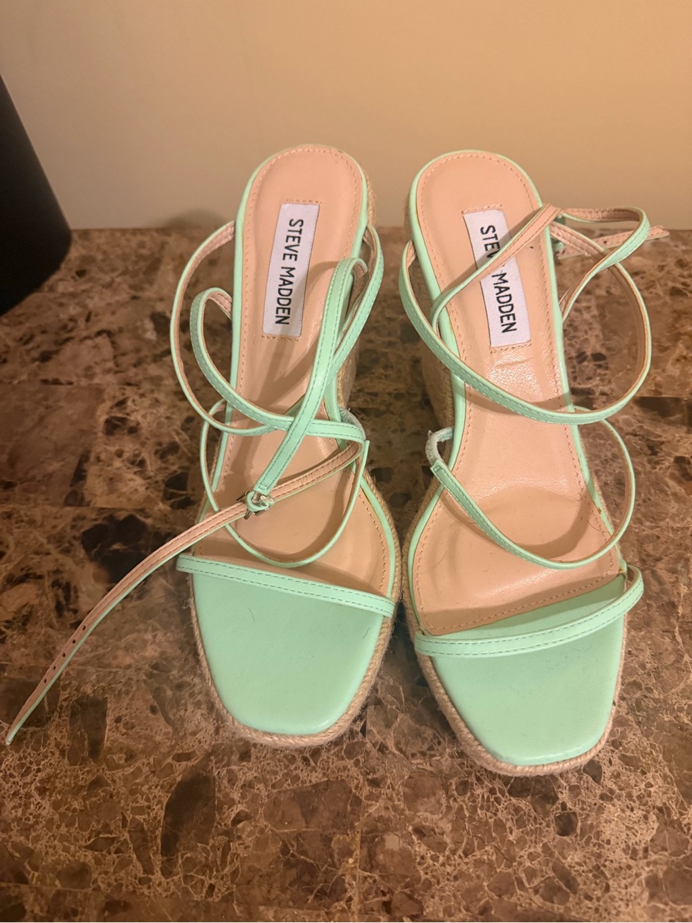 Steve Madden Mint Green Strappy ankle Lace-Up platform Heels